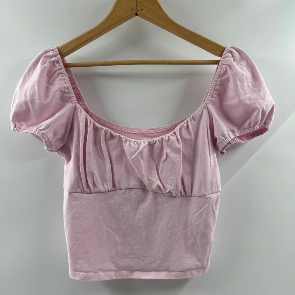 Hollister Light Pink Puffed Short Sleeve Top – Size Medium - Picture 1 of 7